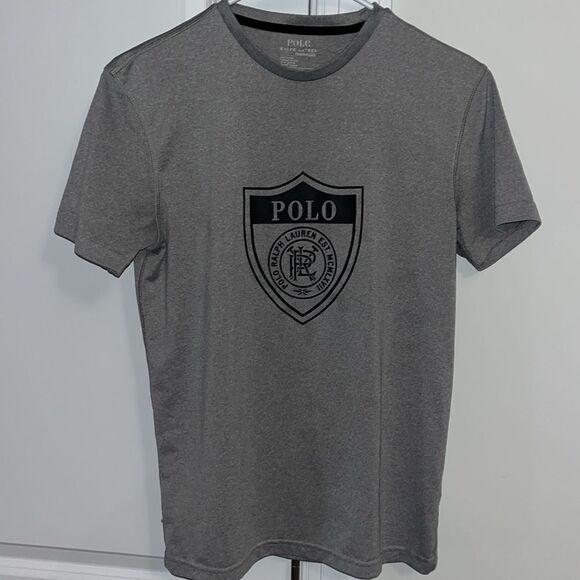 Gray Polo Performance Ralph Lauren Crest Work Out T Shirt XS Mens Team Gym - Picture 1 of 5